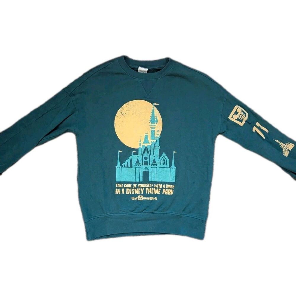 Disneyland Resort Sleeping Beauty Castle Green Pullover Sweatshirt Men's Small